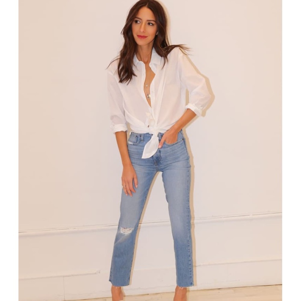 High waisted, ripped cigarette jeans